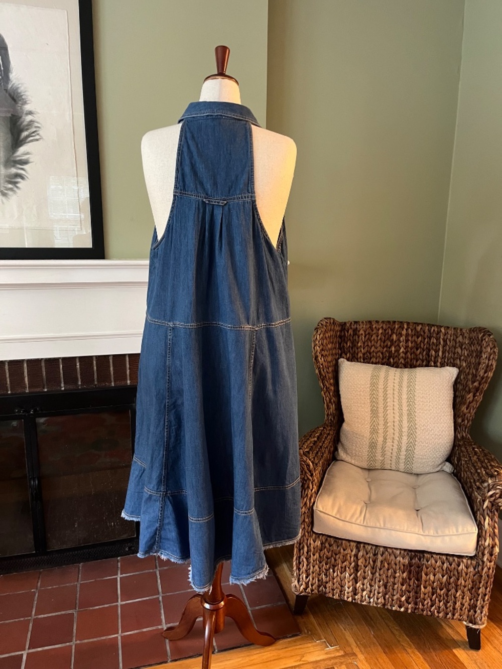 Pilcro Denim Halter Midi Swing Dress | Utility Pockets | Size 2X - Picture 2 of 9